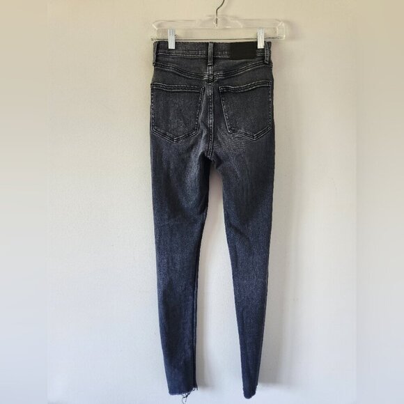 ARITZIA | Denim Forum Lola High Rise Cropped Cutoff Skinny Jeans Gray Sz 25 30L - Picture 5 of 7